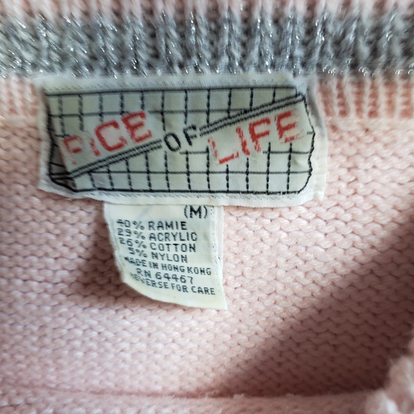 Sold Vintage Sweater Off the Shoulder Pastel Pink Winter Princess - Picture 5 of 6